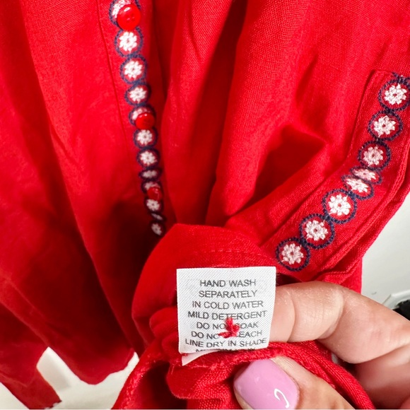 Melissa Odabash NWOT Tania Red Kaftan Dress Large Embroidered Tie Waist - Picture 13 of 16